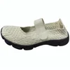 white comfortable flat walking shoes handmade elastic woven shoes for women
