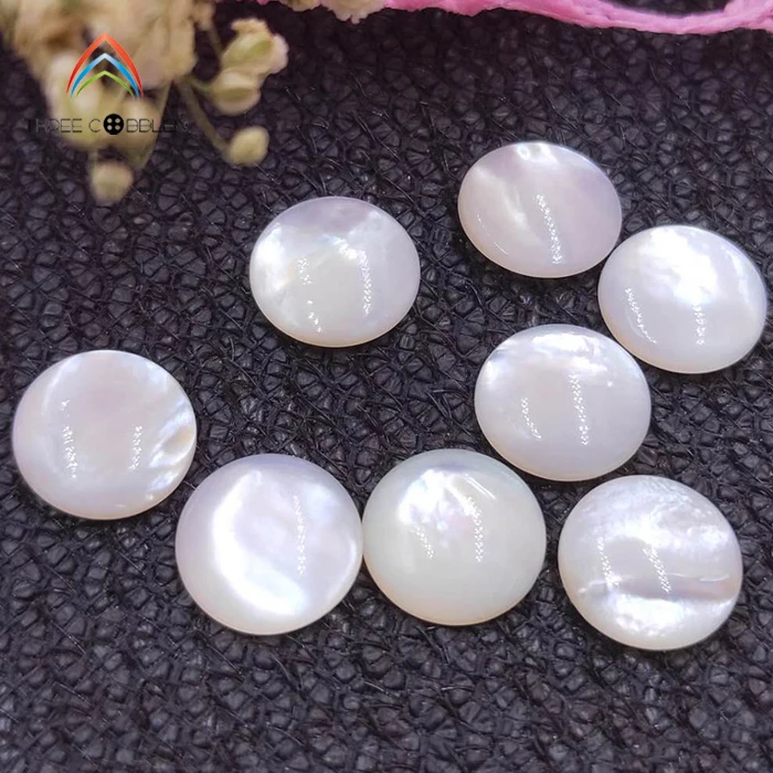 

6mm to 14mm round natural white shell MOP Shell Mother of Pearl Gemstone Cabochon