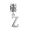 Letter Z Alphabet Charm Beads 925 Sterling DIY European Beads For Bracelet Making