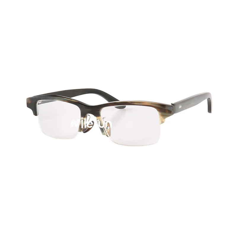 

Classical luxury Nilerun brand business half frame semi-rim eyewear frame horn optical glasses reading eyeglasses