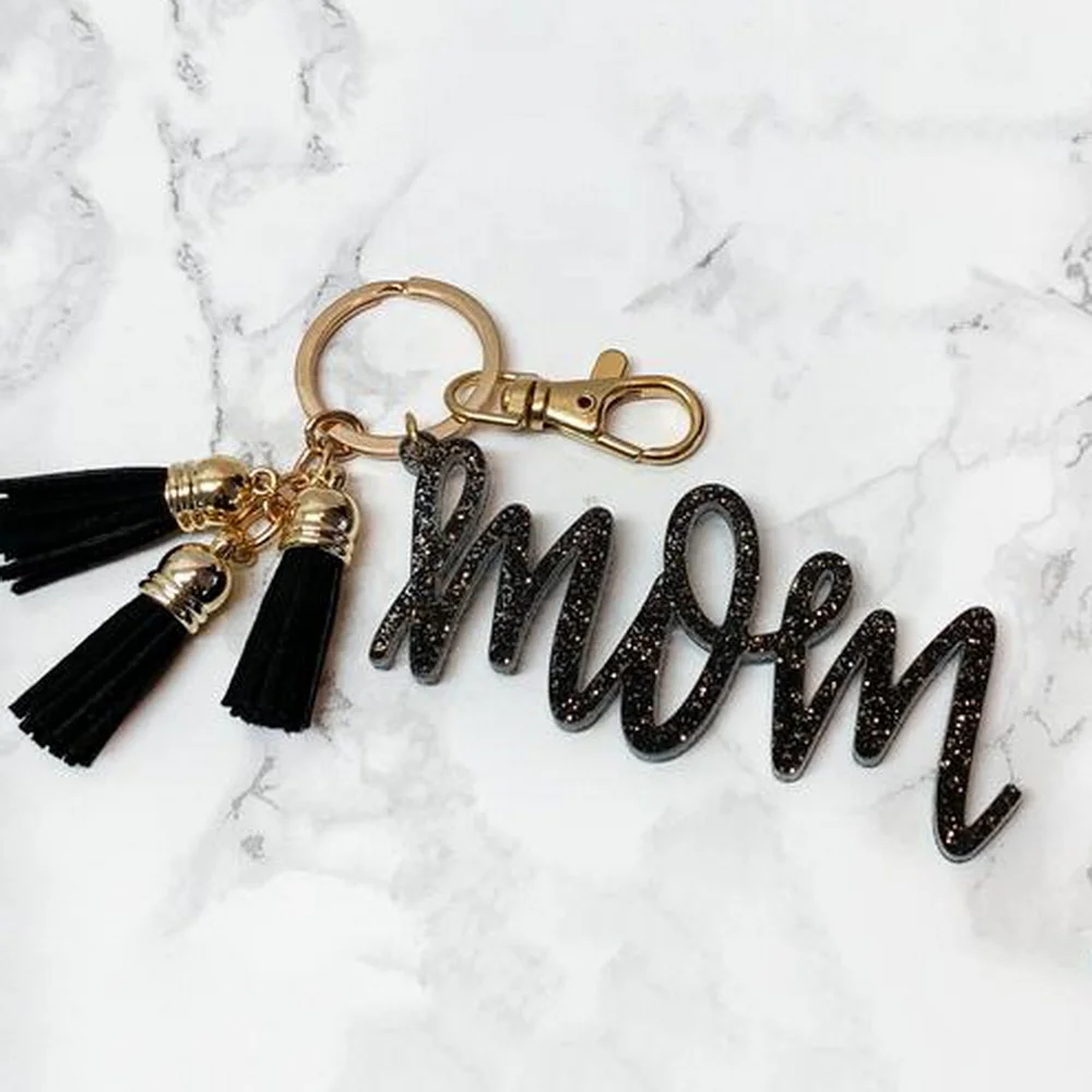 

Customize Acetate MOM Three Tassel Keychain Mother's Day Gifts For Bag Keyring