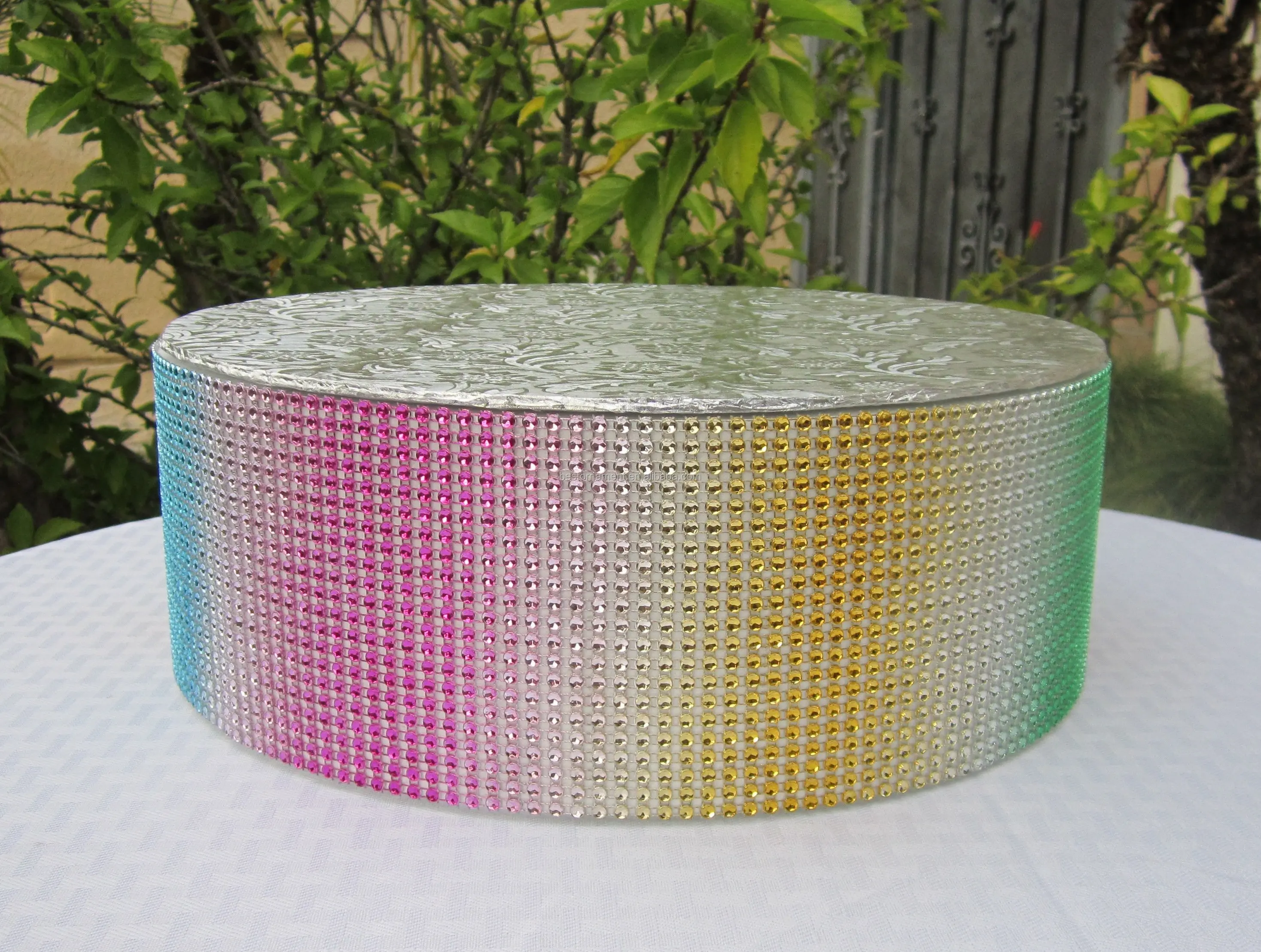 Rhinestone 4" Tall Styrofoam Round Wedding Cake Stand/riser/platform