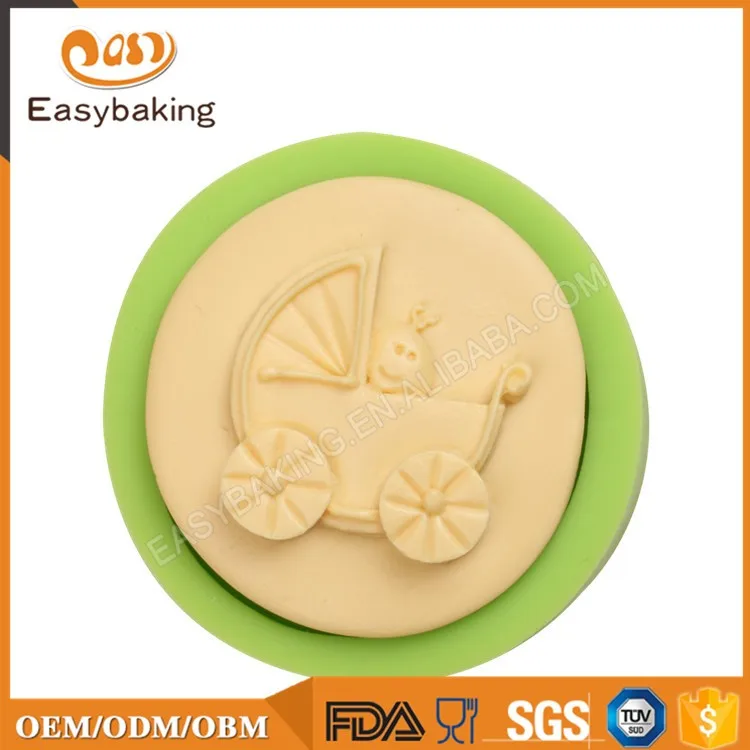 ES-1206 Cochecito de bebé Mini molde de silicona para fondant, pasta de goma, chocolate, manualidades
