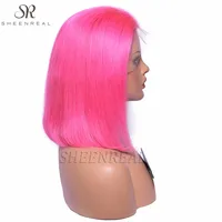 

Hot selling brazilian hair 13x4 lace front wig color bob hair 8inch-16inch hot pink lace front wig