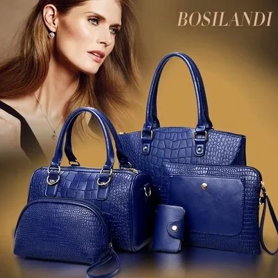 

5pcs in 1 set cheap price tote lady handbag, woman'bag leather material