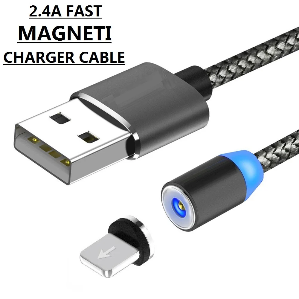 

2.4A Magnetic USB Charging Cable For iPhone XR XS Magnet Charger Cable, Silver/golden/red/black/grey