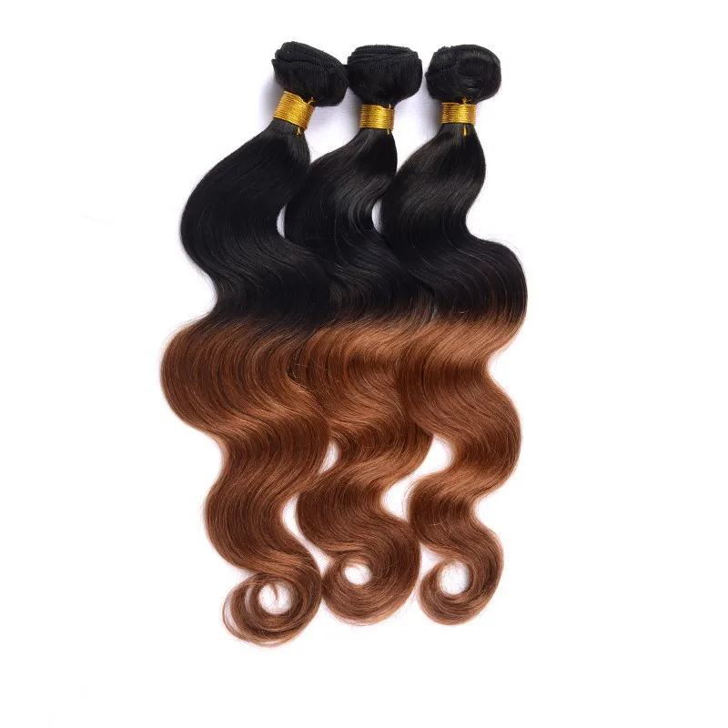 Top selling two tone braiding hair body wave ombre color T1B/30 virgin Brazilian human hair extensions