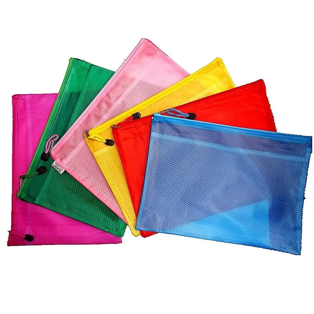 2020 Zippered Waterproof PVC Pouch Plastic Zip Document Filing Folder 5 Colors Emoly 10 Pcs A4 Zipper File Bags 