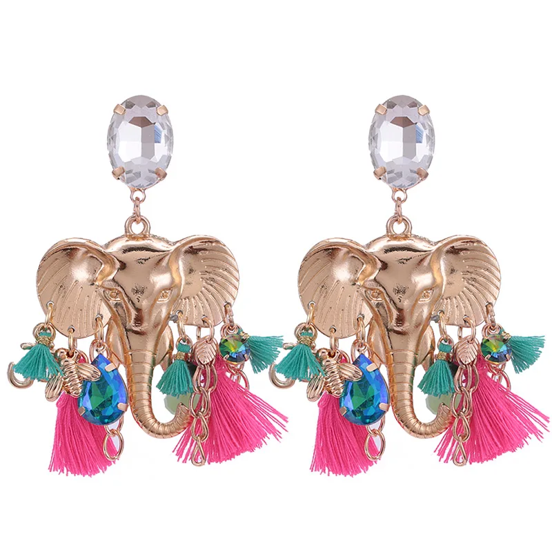 

Sehuoran Zinc Alloy Brincos Elephant Oorbellen Women Boho Drop Dangle Fringe Earrings Long Statement Tassel Earrings Jewelry