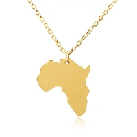 

Simple Gold Map of Africa Stainless Steel African Map Necklace Long Chain Necklace