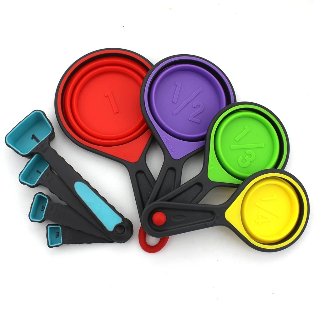 

8 Piece Collapsible Silicone Measuring Cups And Measuring Spoons set