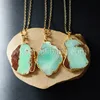 WT-N594 Wholesale Natural randomly shape Australia chrysoprase necklace in gold dipped