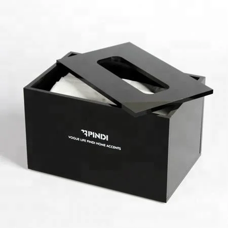 black tissue box holder