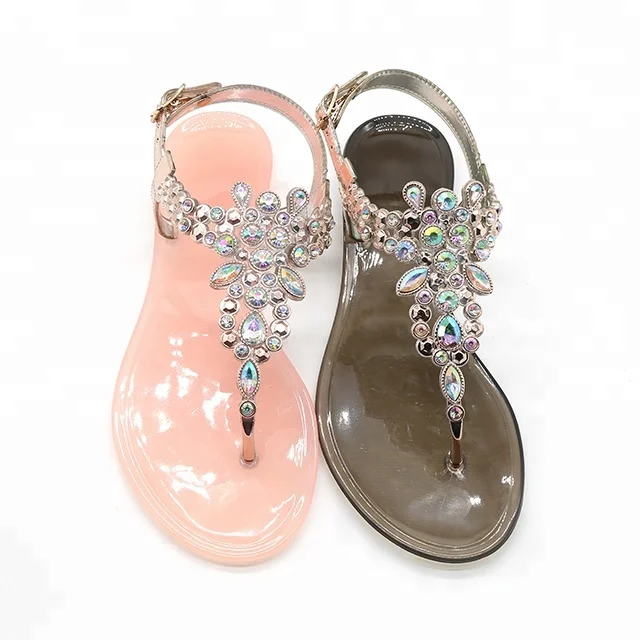 

Transparent Color Ab Acrylic Rhinestone Jelly Shoes with Clear Crystal, Black,pink