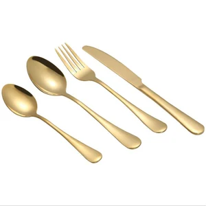 Image of Rose gold cutlery set knife spoon fork 4 pieces set