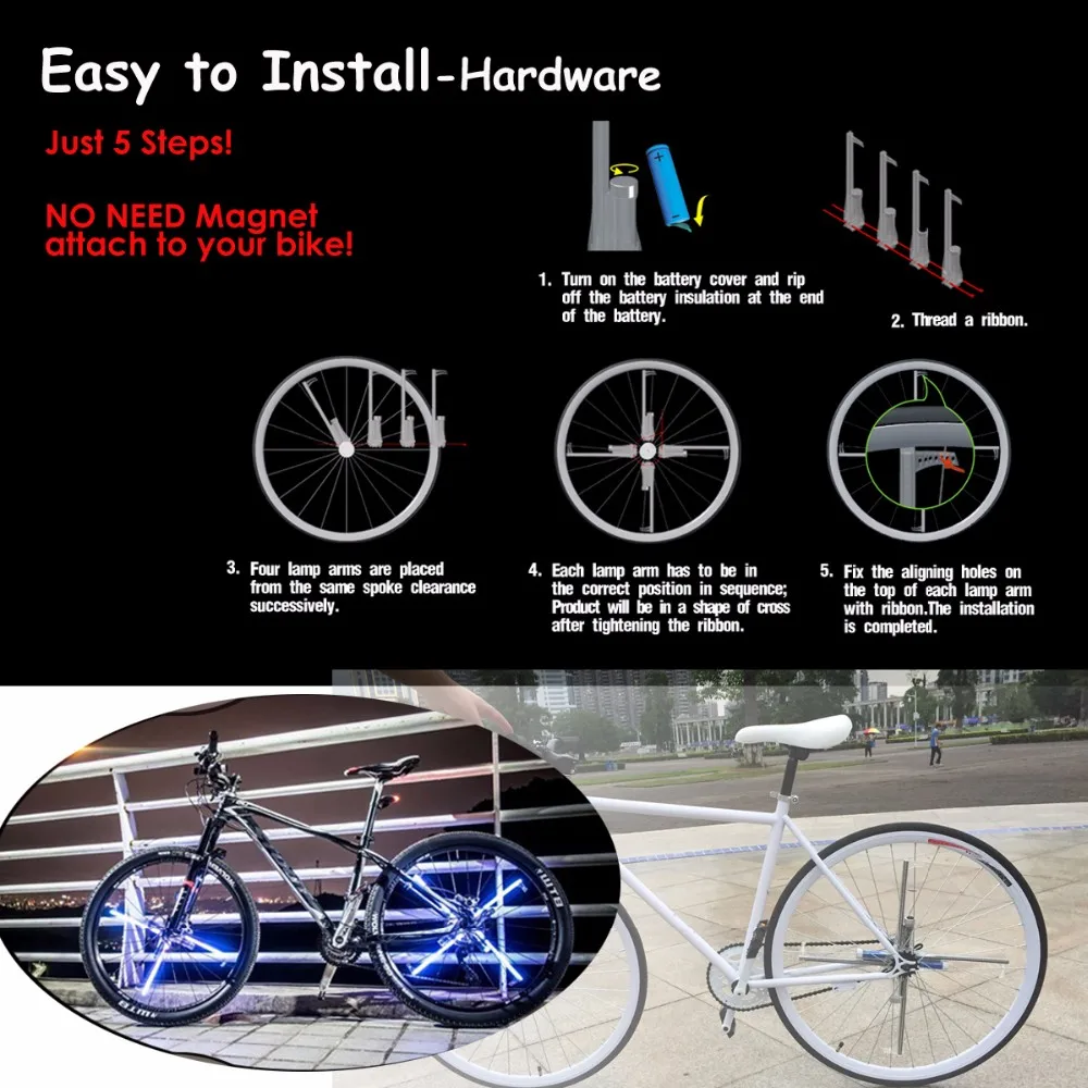 416 RGB 18650 LED Lamp DIY Cycling Bike Bicycle Tire Wheel Flashing Spoke Light 