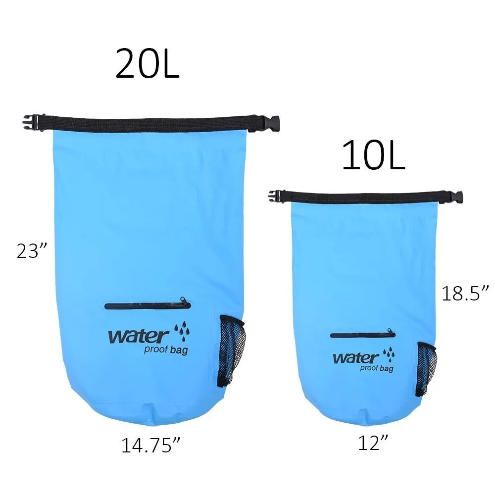 Outdoor Roll Top Dry Sack Backpack With Exterior Zip Pocket Shoulder