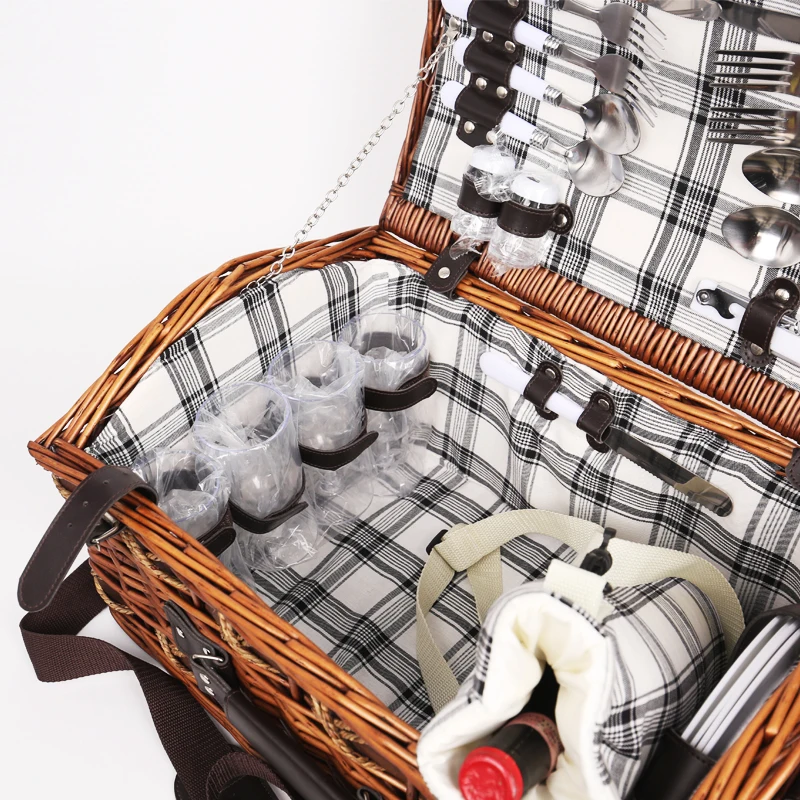 Wine Picnic Set Willow Picnic Basket For 4 Person Buy Picnic Basket