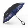 Wholesale Special Design Can Stand Straight Recycled Material Runner Pick Upside Down Interved Umbrella With C Shape Handle