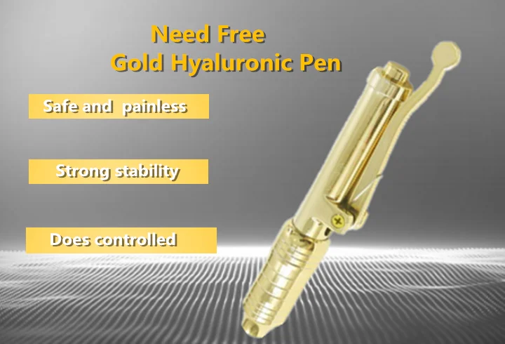 24k gold needle free  hyaluronic pen for lips filling