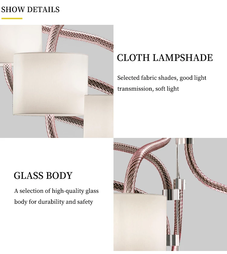 European modern design hotel decoration glass led chandelier pendant light