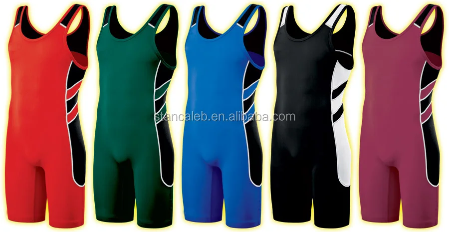 Stan Caleb latest reversible modified red blue wrestling singlets design