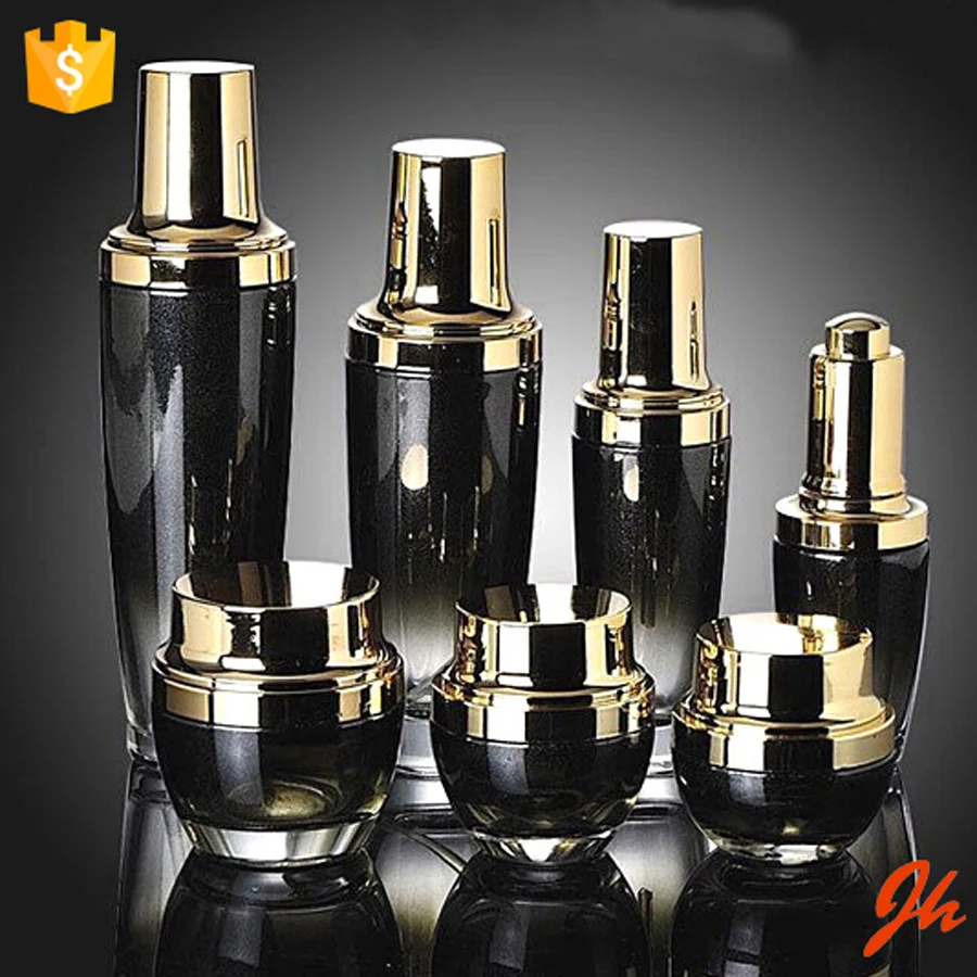 Packaging empty black serum bottle20g 30g 50g 30ml 50ml 100ml 120ml glass lotion bottle/jar/container wholesale