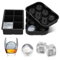 

Easy Release Reusable Ice Cube Trays Sphere Round Ice Ball Maker and Large Square Ice Cube Mold