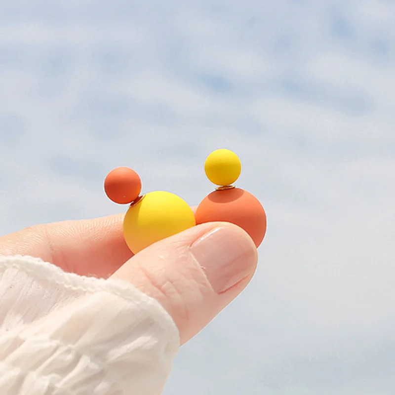 

Latest Design Candy Colors Double Side Stud Ball Earrings, As picture shows