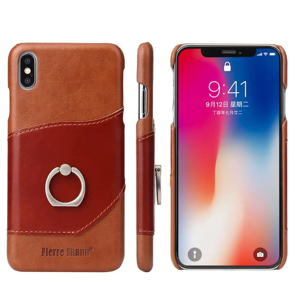 

With Stand Function Back Cover Genuine Leather Case for iPhone XS Max Case 6.5inch, Black+green;light+dark brown;red+light brown