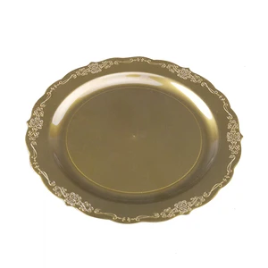 Wholesale party restaurant antique rose gold wedding plastic  charger plates 25pcs 7.5 25pcs 10.25