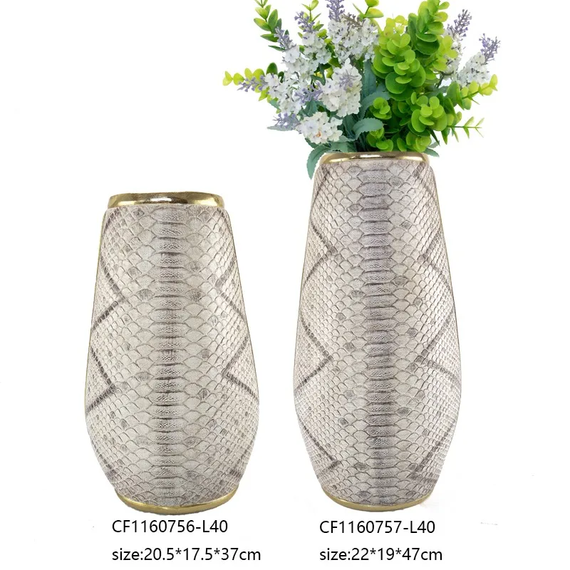 Wholesales Resin Imitation Python Leather Flower Vase for Home Decor manufacture