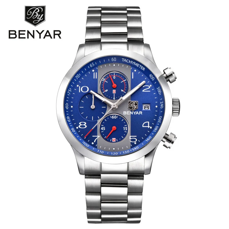 

WJ-7654 Wholesales BENYAR Brand Men Watches Waterproof Quartz Handwatches Fashion Stainless Steel Wrist Watches, Mix