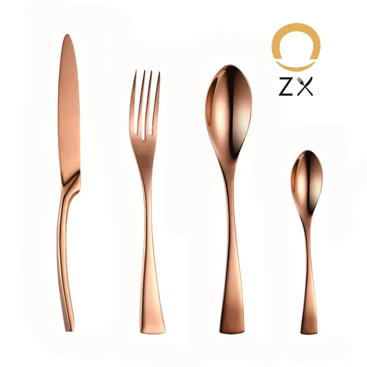 

stainless steel metal forged rose gold mirror polish dubai cutlery set