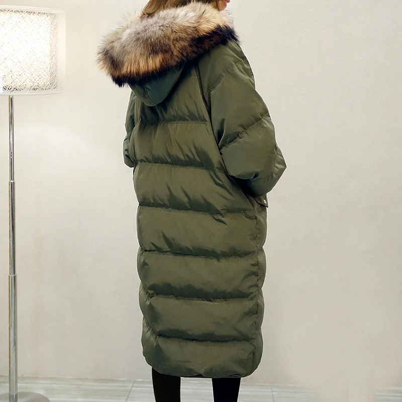 2016 font b Winter b font Elegant Women High end Down Jacket Hooded Fur collar Thicken