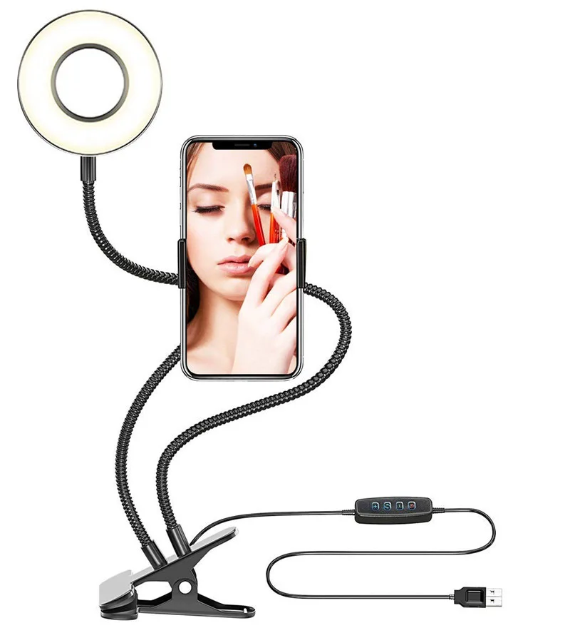 New Arrival Cell Selfie Ring Light with Phone Holder For Live Stream Video Chat Flexible Long Arm Tripod Holder Stand