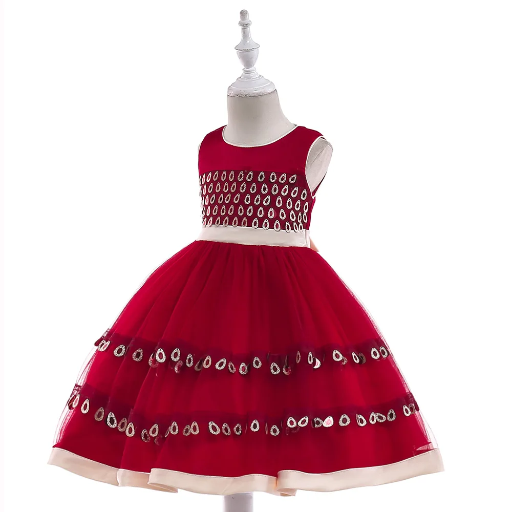 

High Quality Bulk Wholesale Kids Clothing Korean Design Baby Flower Girl party Dress L5026, White;dark blue
