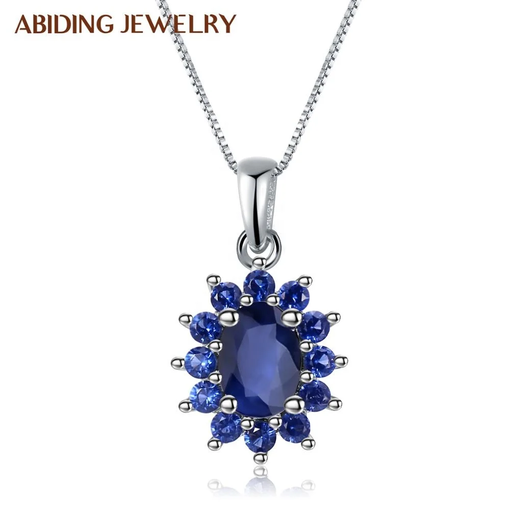 

Abiding New Design Blue Sapphire Stone Fashion Pendants Women Party Jewelry Sterling Fashion Silver 925 Necklace 2022
