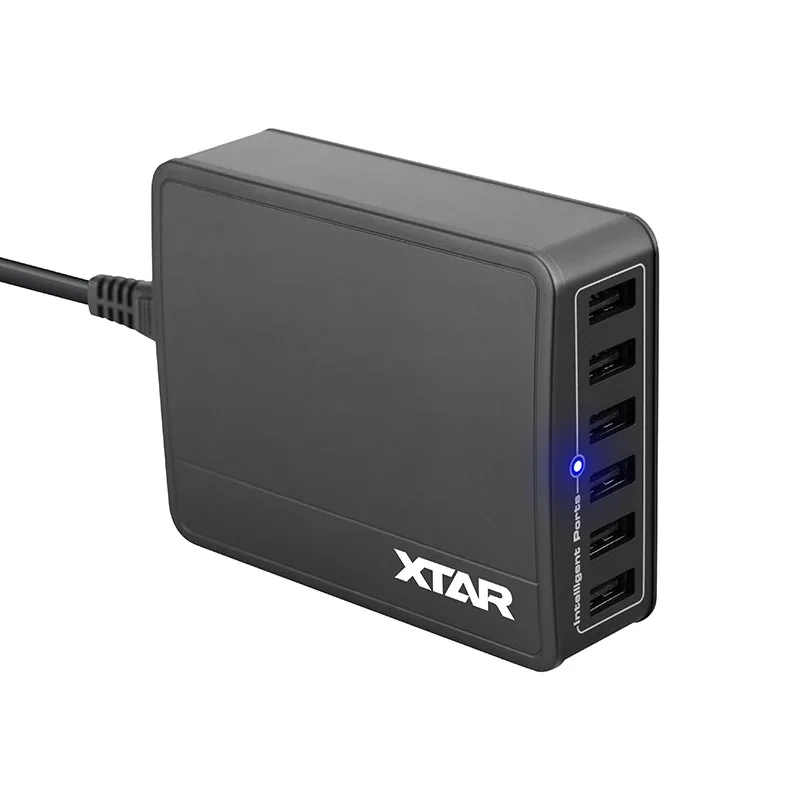 

High efficiency 2.4A SIX ports USB Charger XTAR U1 45W for mobile phones and vape station, Black