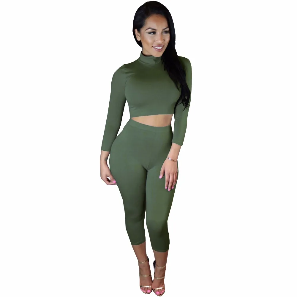 

Midriff Costume Long Sleeve Gray Two Piece Set Women Tracksuit Set, Black;wine;gray;blue;dark green