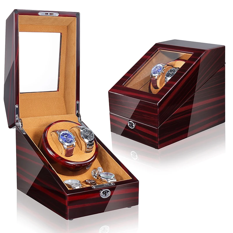 

Time partner wooden watch box custom logo luxury watch box packaging, Black + brown