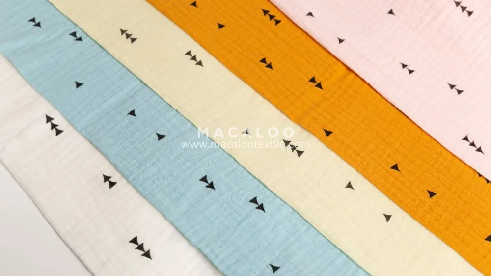 Low MOQ cotton crinkle double gauze fabric for baby