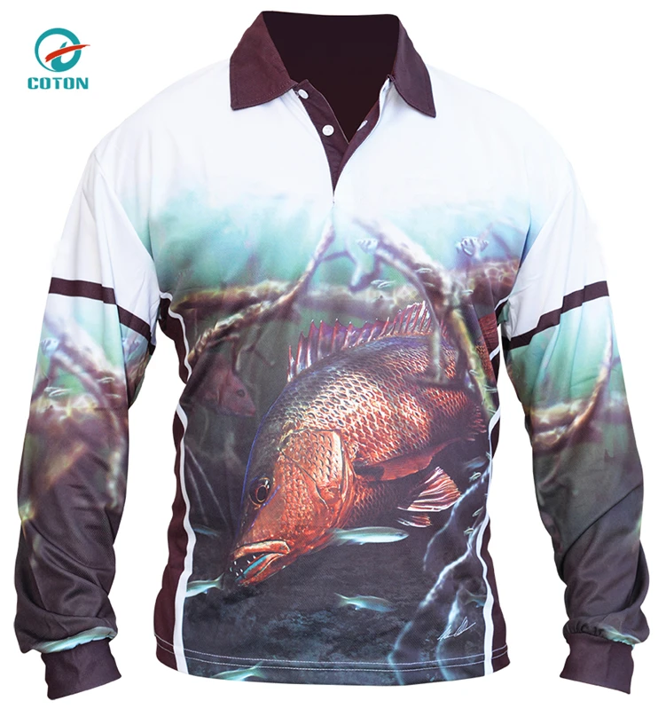 Custom Upf 50+ Polyester Sublimation Dry Fit Fishing Shirts Long Sleeve ...