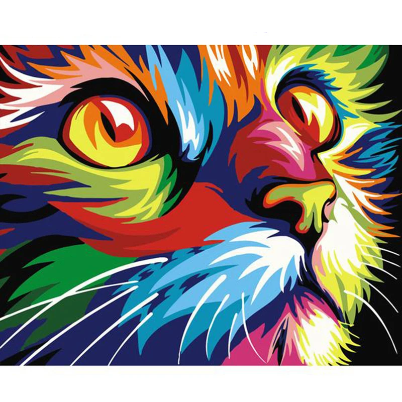 

CHENISTORY 99136 Animal Cat Painting By Numbers Canvas Painting Abstract Framed Oil Painting By Numbers