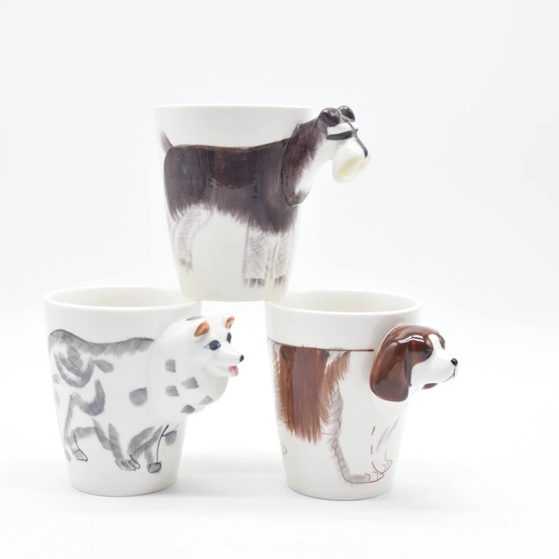 Wholesale high quality personality porcelain animal cups creative cheap glazed ceramic 3D 400ml mugs