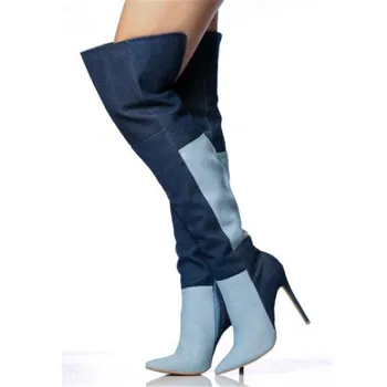 blue denim boots ladies