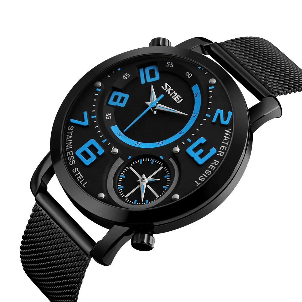 

skmei 9168 Brand Watch Dual Time Sports Watches Men's Stainless Steel Quartz Waterproof Men Luxury, Blue;red;white;black