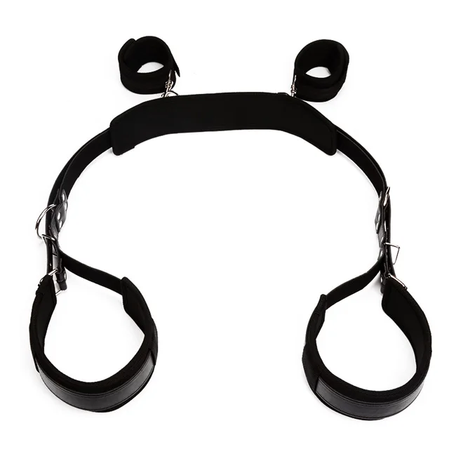 
Naked Bound Sponge Bondage Restraint Open Leg Thigh Locking Wrist Handcuffs Fetish Harness For Women 