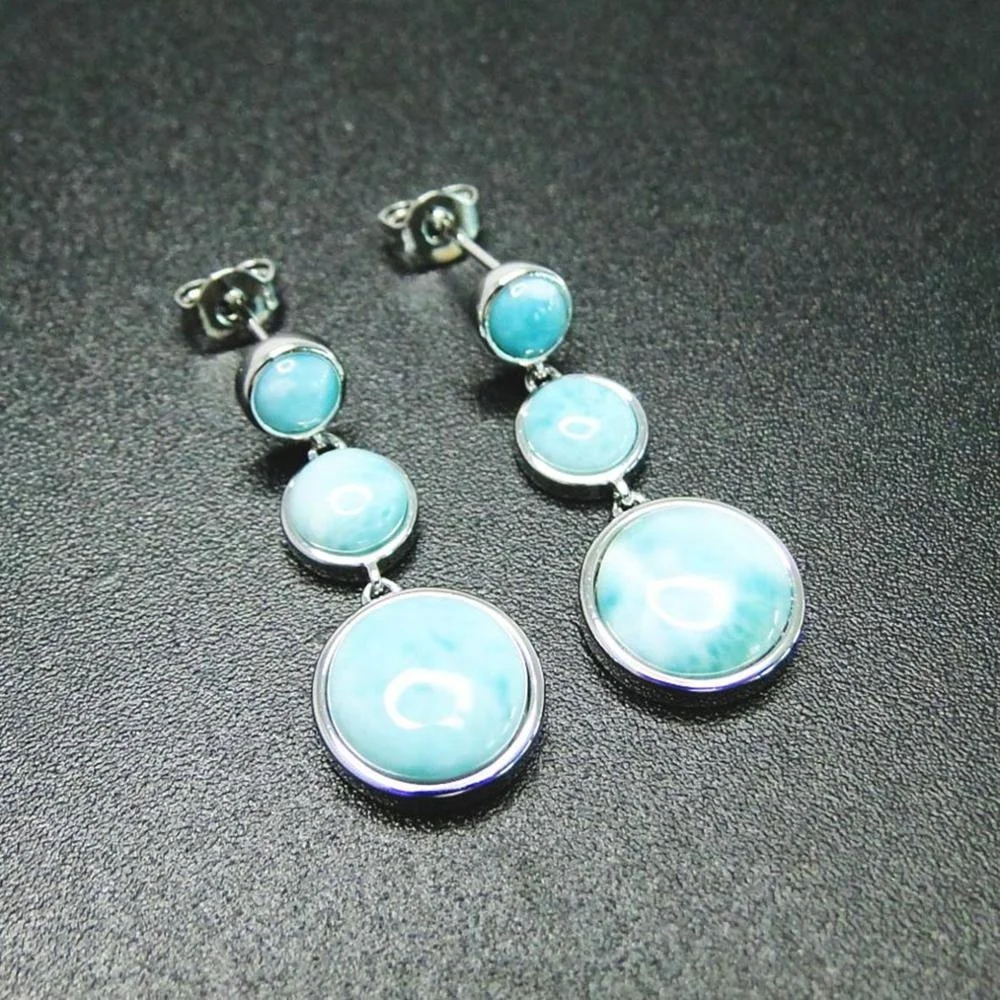 

Larimar sterling silver drop earrings