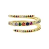 multi wrap women finger gold pated ring paved rainbow cz colorful cubic zirconia fashion jewelry